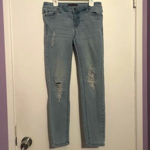 Celebrity Pink Light Blue Distressed Skinny Jeans